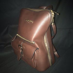 Brown leather backpack purse